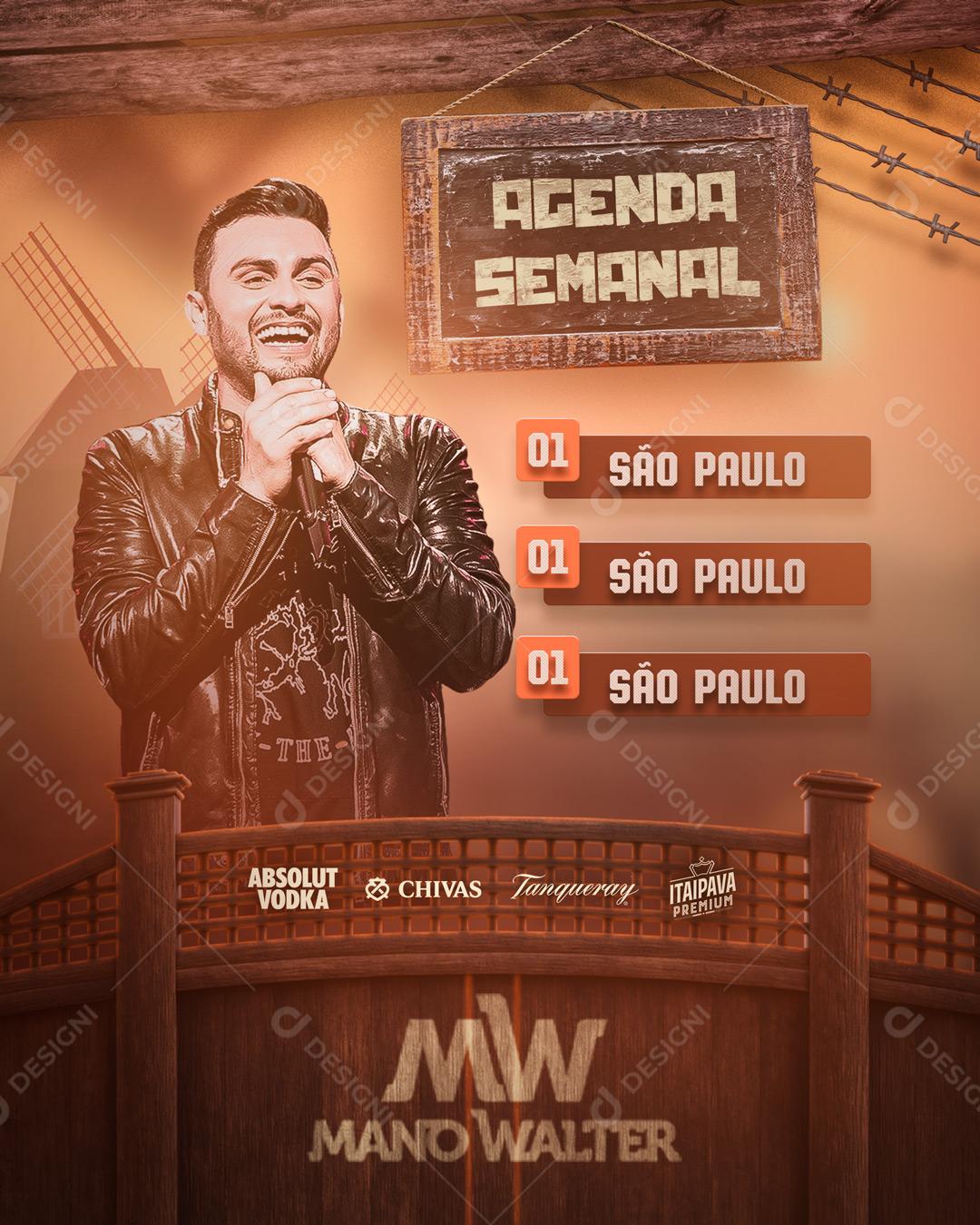 Flyer Show Agenda Semanal Mano Walter Social Media PSD Editável