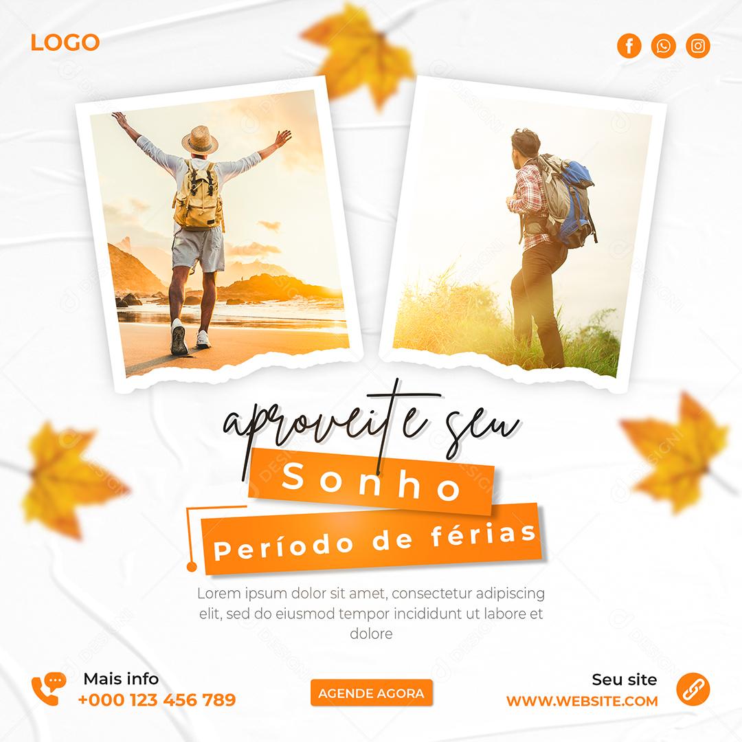 Aproveite seu Sonho as Férias Viagem Social Media PSD Editável