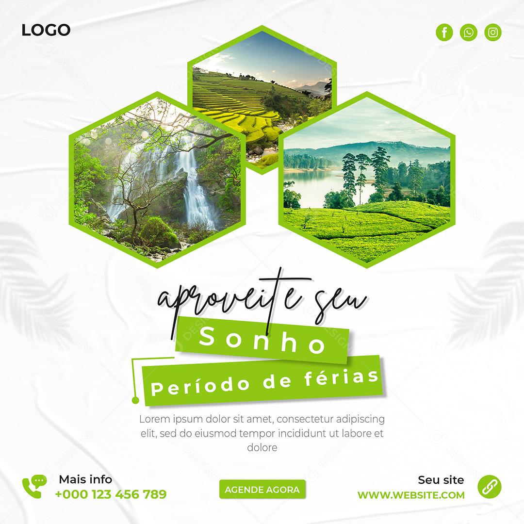 Social Media Aproveite seu Sonho Período de Férias Viagem PSD Editável
