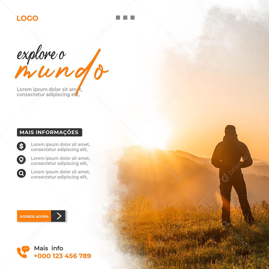 Social Media Explore o Mundo Viagem PSD Editável