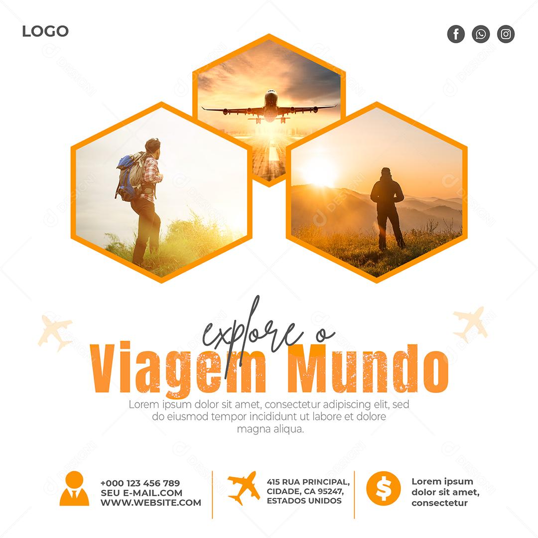 Social Media Explore e Viagem Mundo PSD Editável