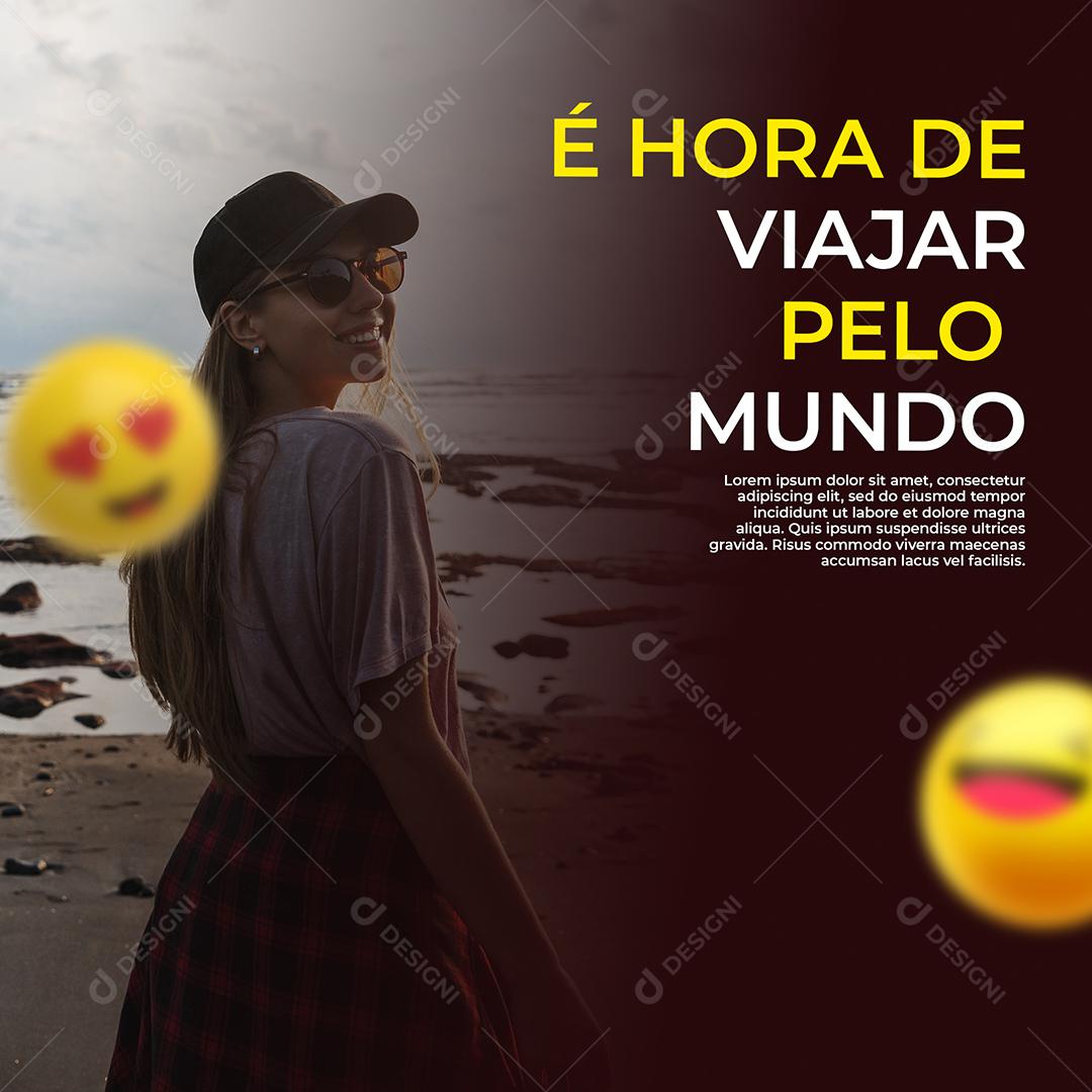 Social Media É hora de Viajar pelo Mundo Viagem PSD Editável