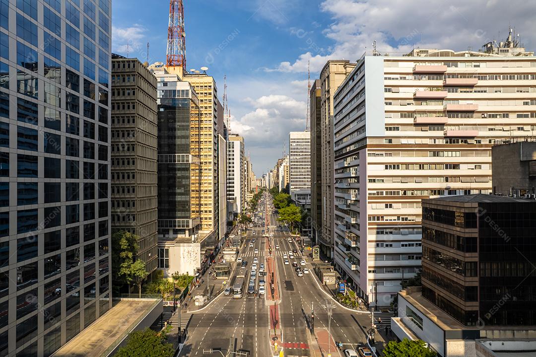 Vista aérea da Avenida Paulista (Avenida Paulista) na cidade de São Paulo, Brasil.