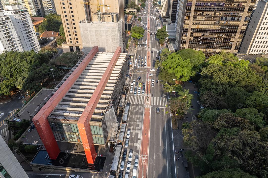 Vista aérea da Avenida Paulista (Avenida Paulista) na cidade de São Paulo, Brasil.