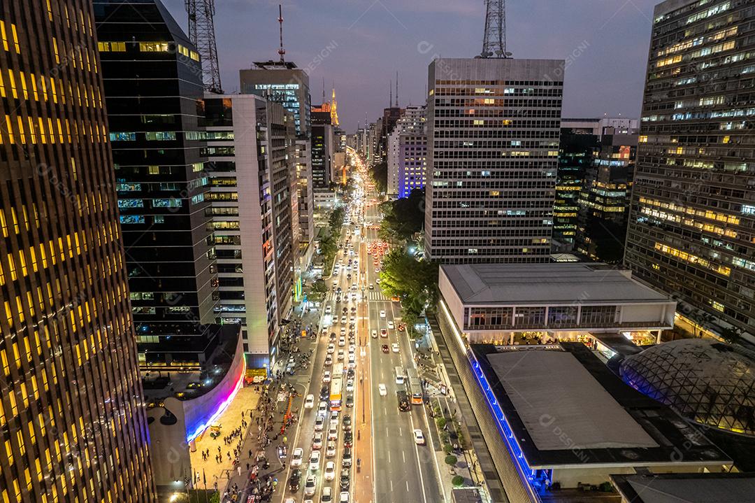 Vista aérea da Avenida Paulista (Avenida Paulista) na cidade de São Paulo, Brasil.
