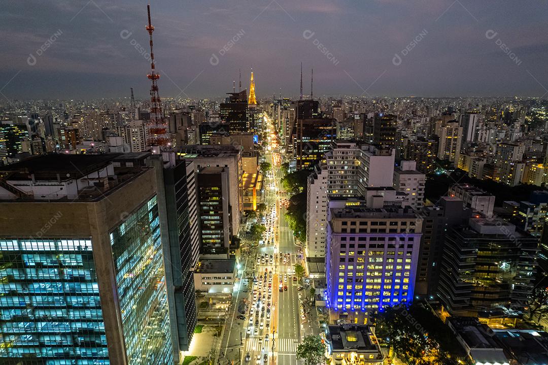 Vista aérea da Avenida Paulista (Avenida Paulista) na cidade de São Paulo, Brasil.