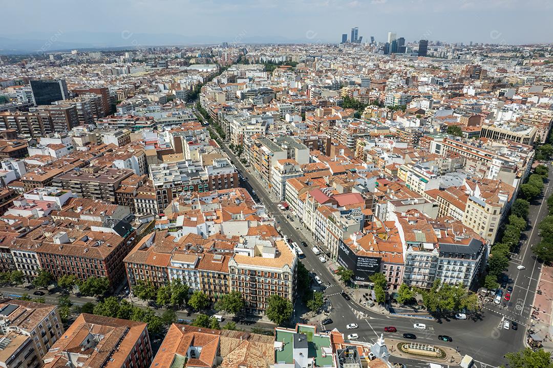 Vista aérea da cidade de Madrid, Espanha.