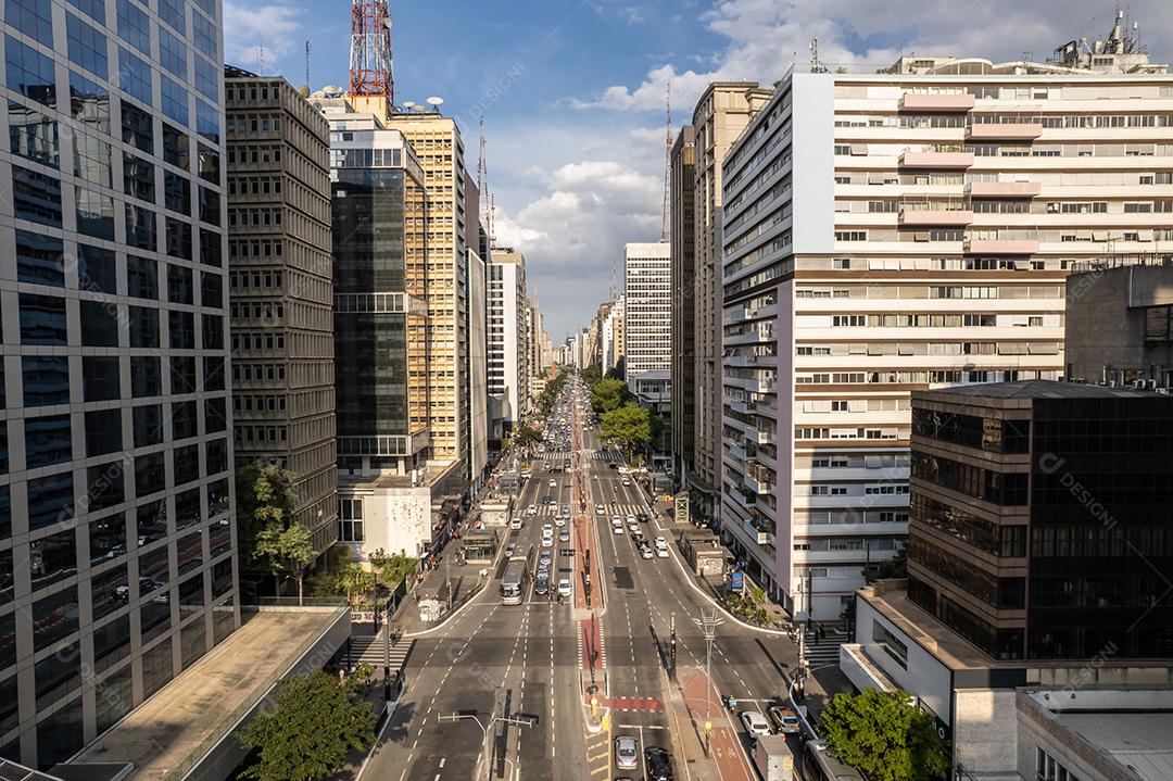 Vista aérea da Avenida Paulista (Avenida Paulista) na cidade de São Paulo, Brasil.