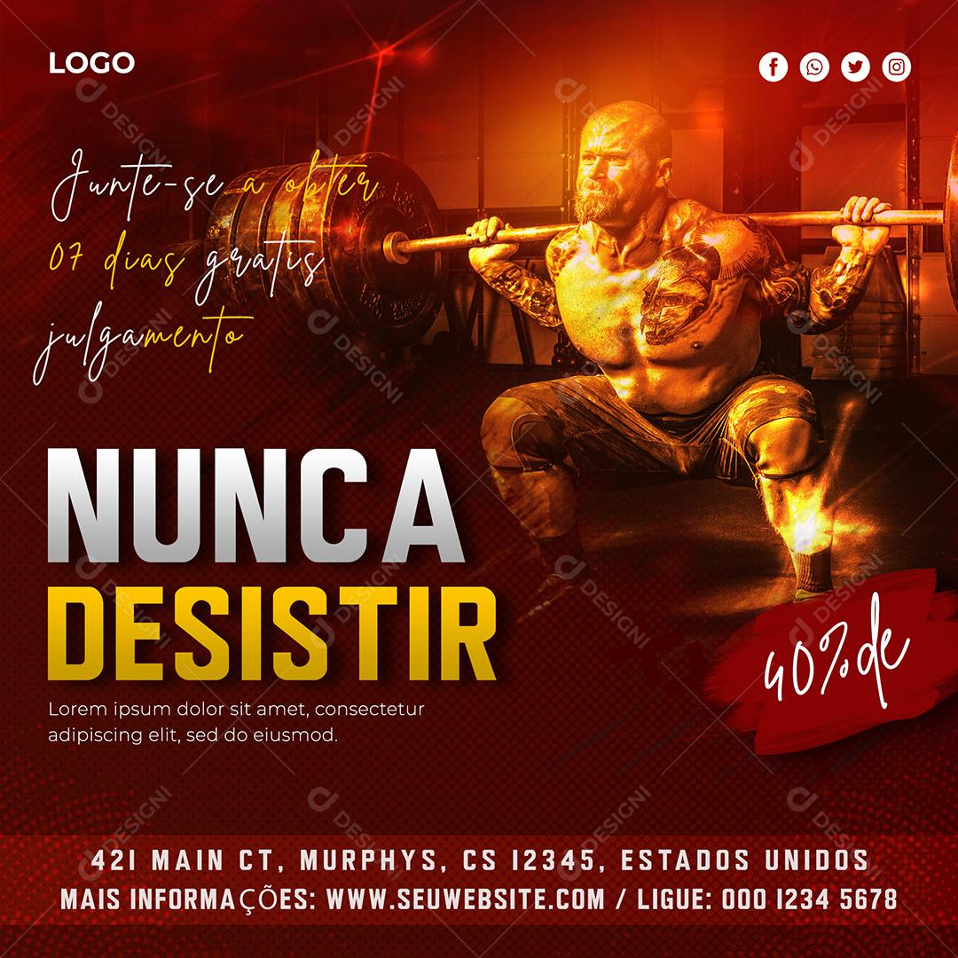Social Media Junte se a Obter 7 Dias Grátis Nunca Desistir Academia PSD Editável