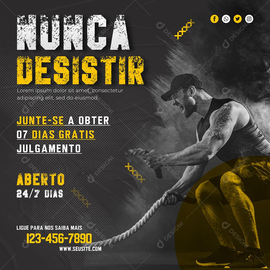 Social Media Nunca Desistir Junte se a Obter 7 Dias Grátis Julgamento Academia PSD Editável