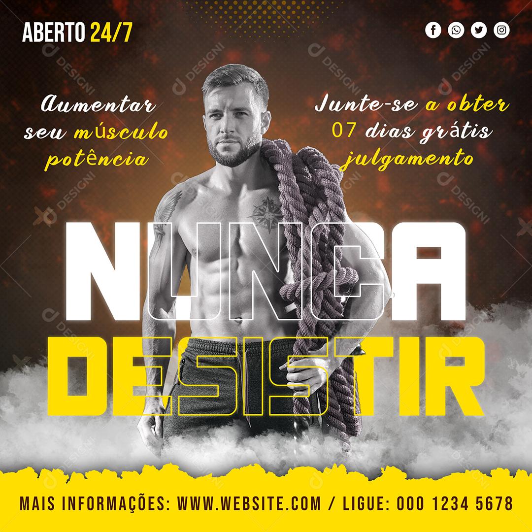 Social Media Nunca Desistir Aumentar seu Músculo Potência Academia PSD Editável