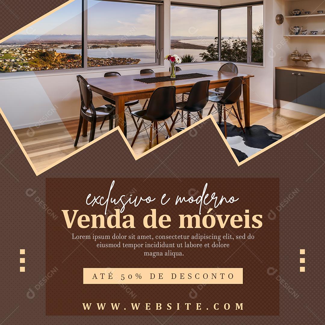 Social Media Exclusivo e Moderno Venda de Móveis Até 50% de Desconto Imobiliária PSD Editável