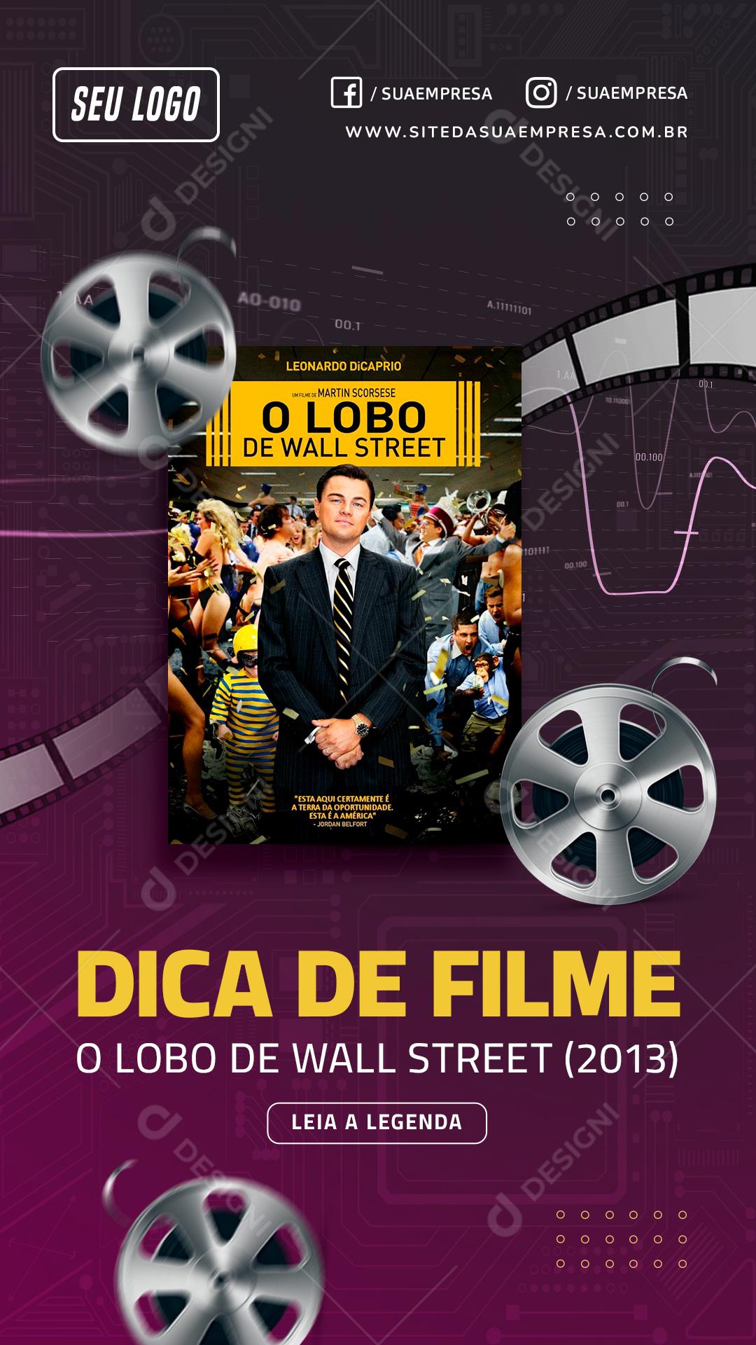 Social Media Story Dica de Filme O Lobo de Wall Street PSD Editável