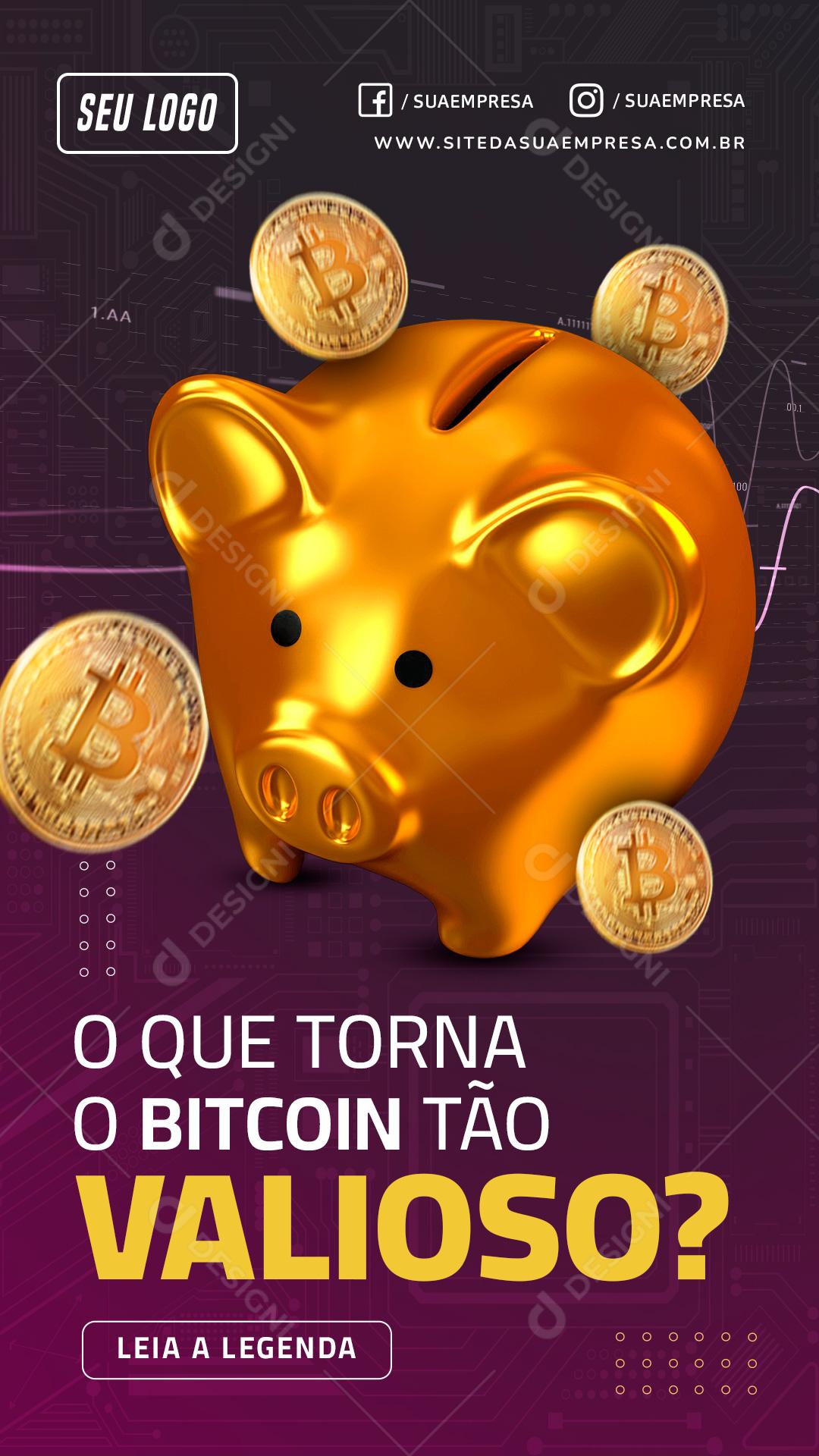 Social Media O Que Torna o Bitcoin Tão Valioso Story PSD Editável