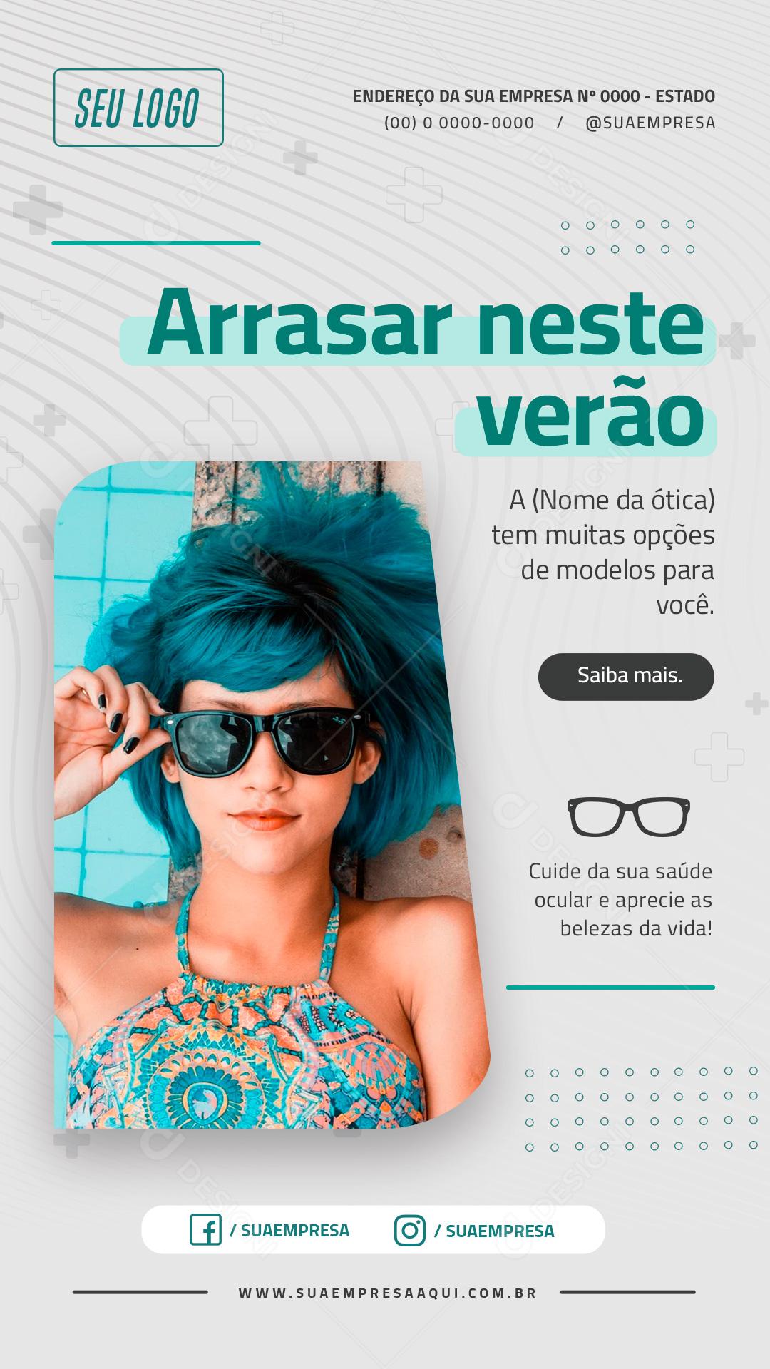 Social Media Ótica Story Arrasar Neste Verão PSD Editável