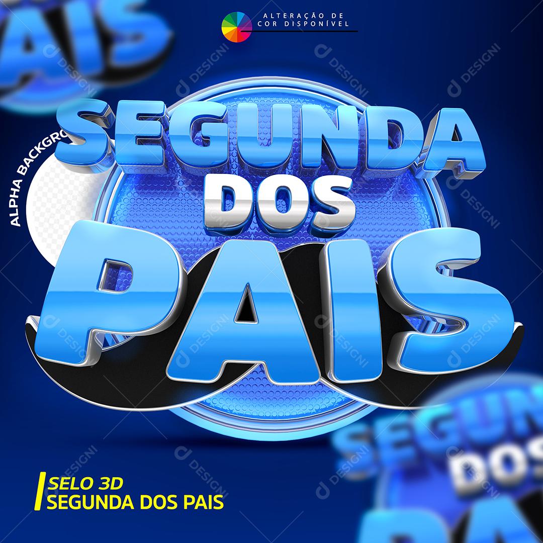 Segunda dos Pais Selo 3D Azul Para Composição PSD