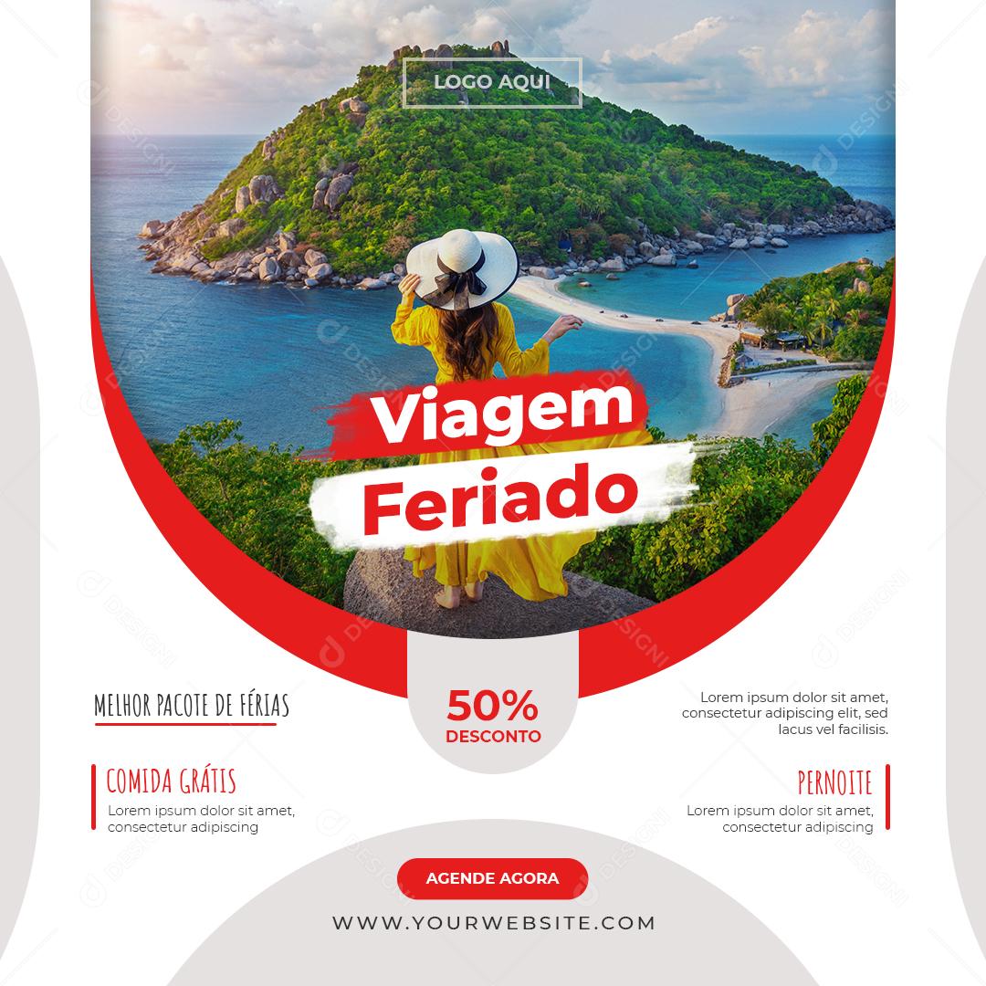 Social Media Viagem Feriado 50% Desconto PSD Editável
