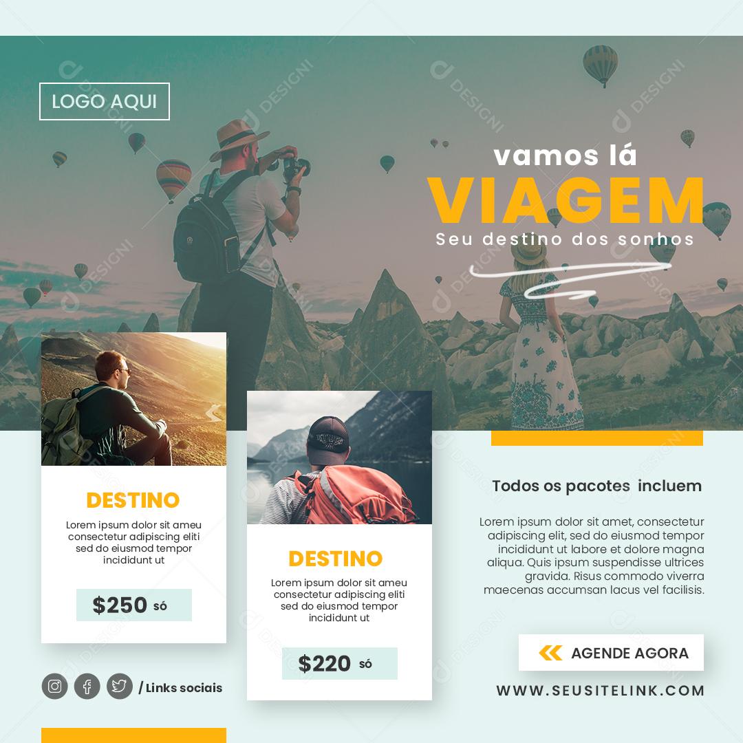 Social Media Vamos lá Viagem seu Destino dos Sonhos PSD Editável