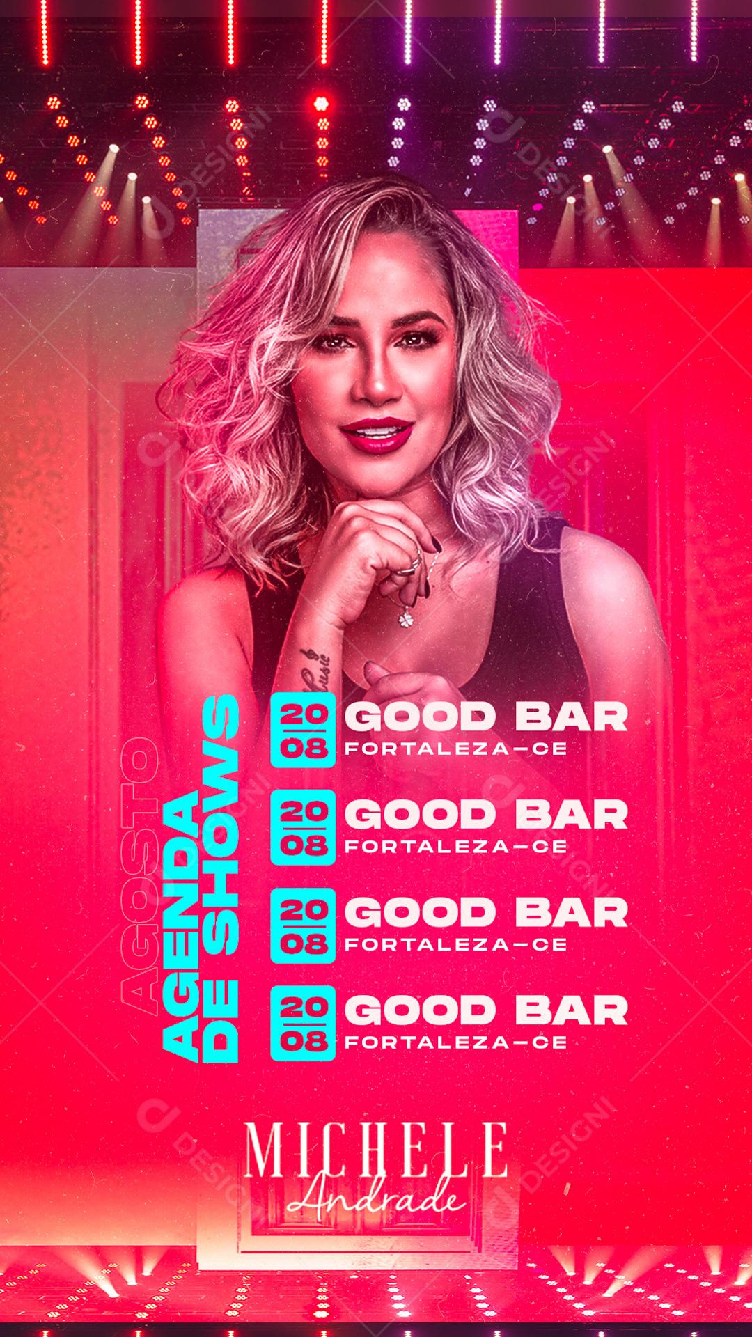 Story Agenda de Shows Michele Andrade Flyer Social Media PSD Editável