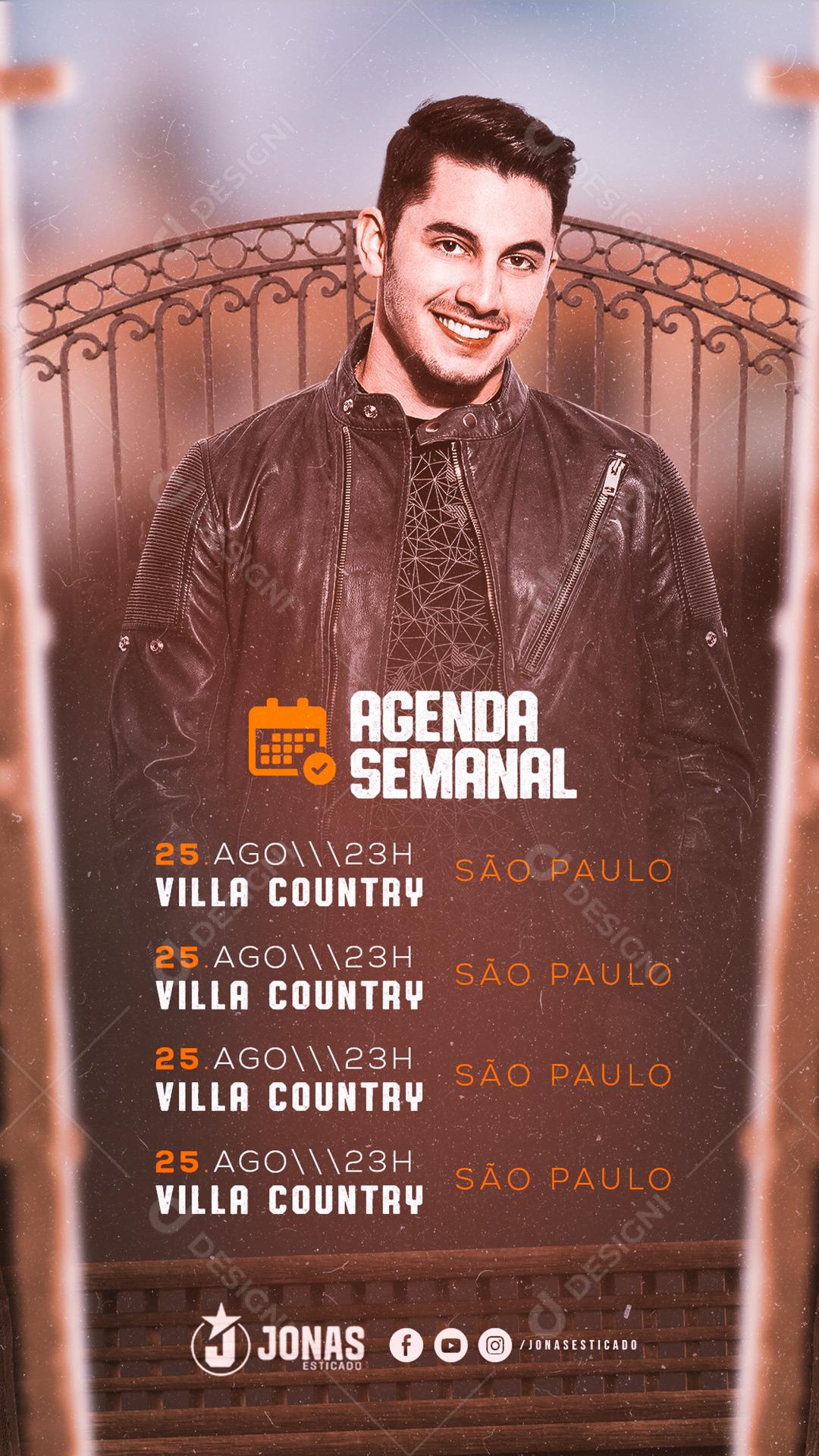 Story Agenda Semanal Jonas Esticado Flyer Social Media PSD Editável