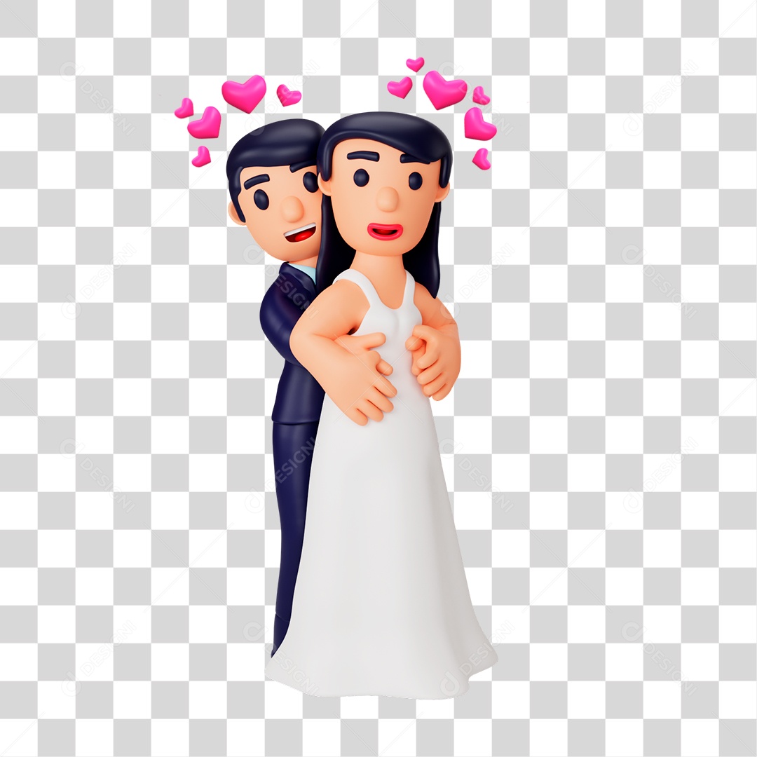 Personagem 3D Noiva e Noivo PNG Transparente