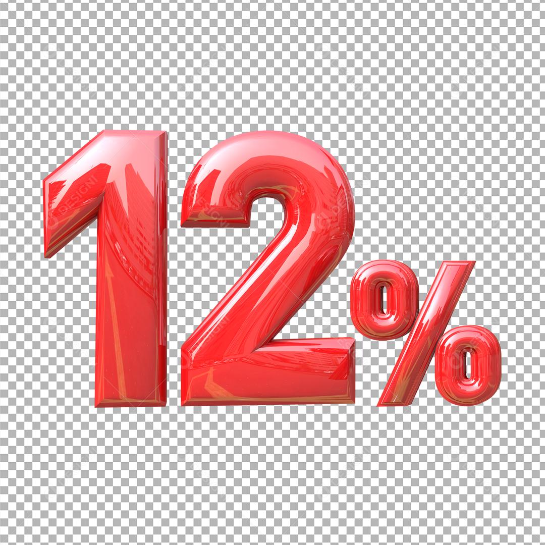 Número 12% Vermelho Elemento Para Composição PSD