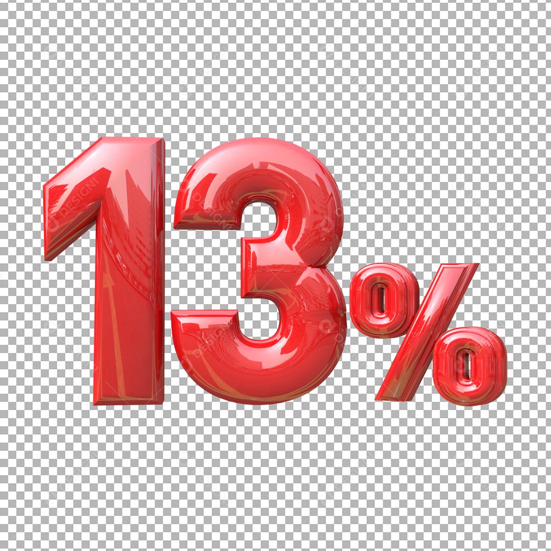 Número 13% Vermelho Elemento Para Composição PSD