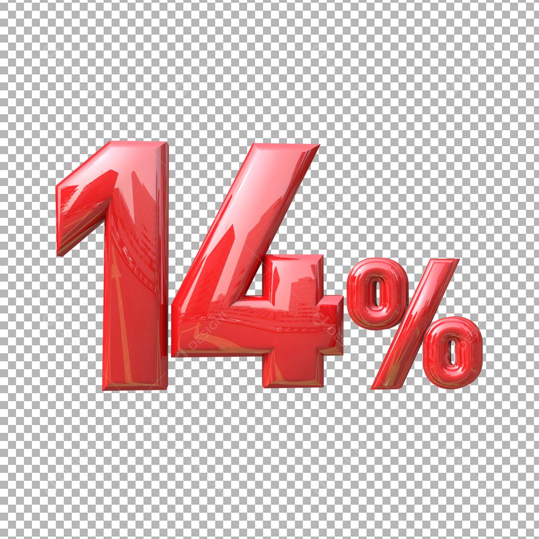 Número 14% Vermelho Elemento Para Composição PSD