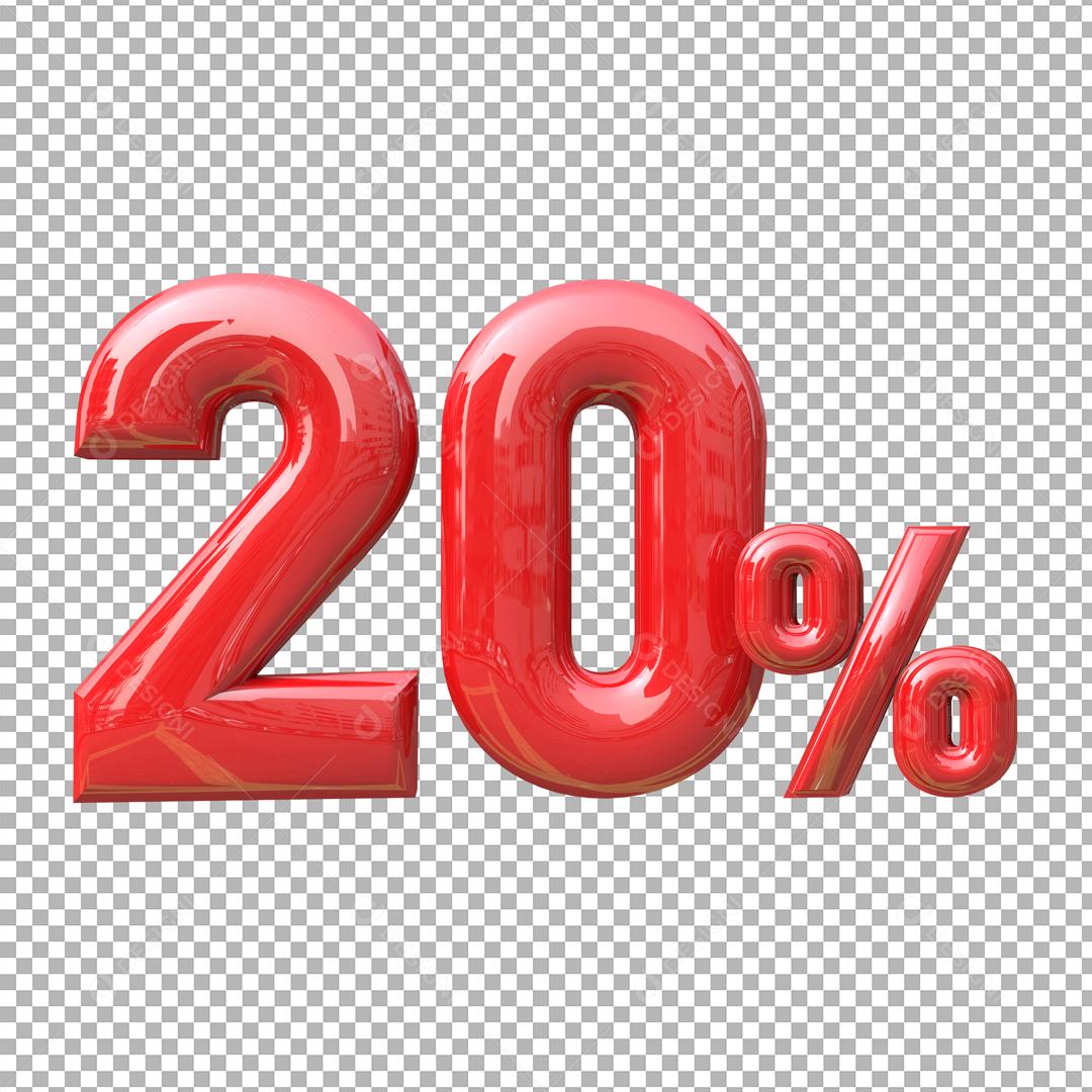 Número 20% Vermelho Elemento Para Composição PSD