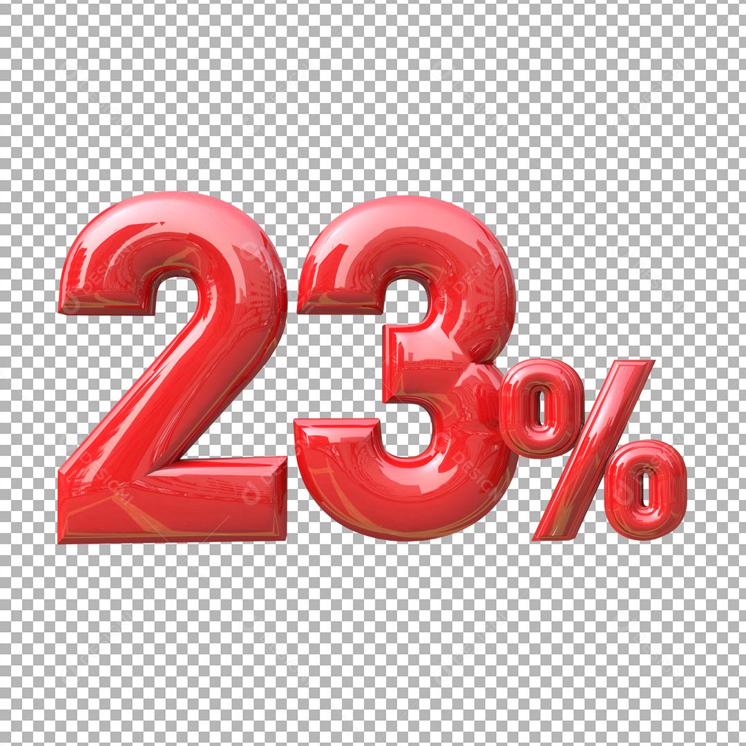Número 3D 24% Vermelho Elemento Para Composição PSD