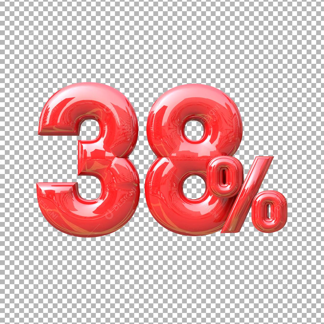 Número 3D 38 Vermelho Elemento Para Composição PSD