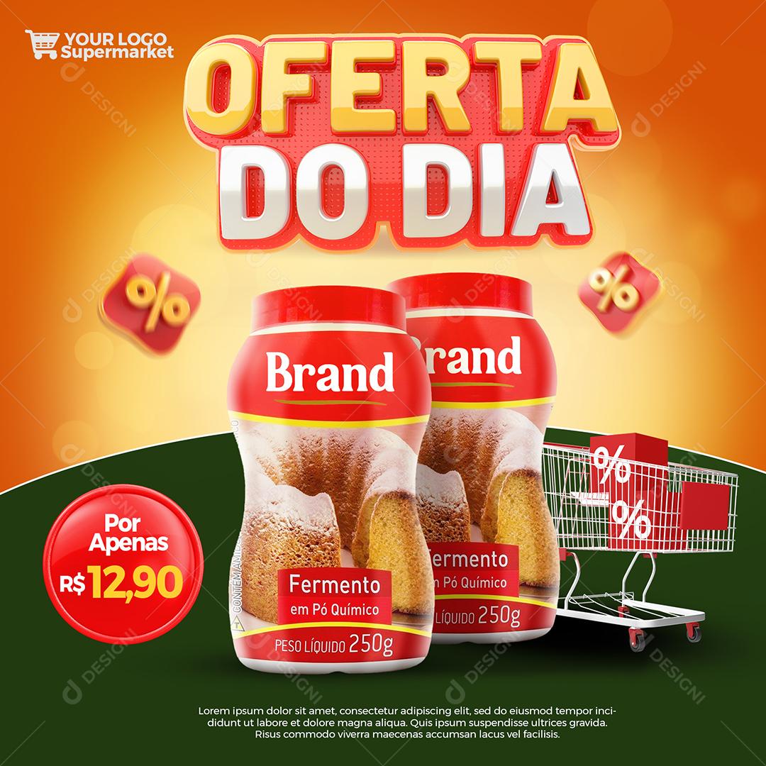 Social Media Oferta do Dia Fermento Supermercado PSD Editável