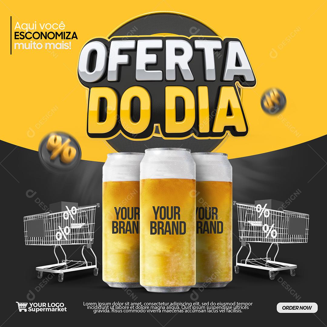 Social Media Oferta do Dia Aqui Você Economizar Muito Mais Supermercado PSD Editável