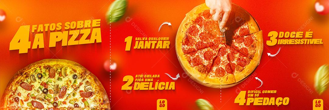 Social Media Carrossel 4 Fatos Sobre a Pizza PSD Editável
