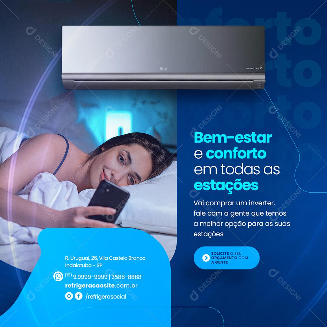 Ar Condicionado Bem Estar e Conforto em todas as Estações Social Media PSD Editável