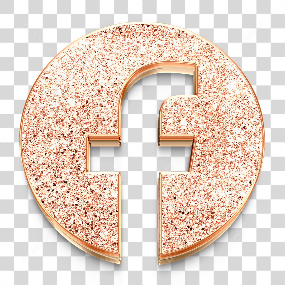 Ícone 3D de Facebook Dourado PNG Transparente Logo