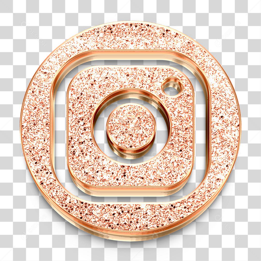 Ícone 3D de Instagram Dourado PNG Transparente Logo