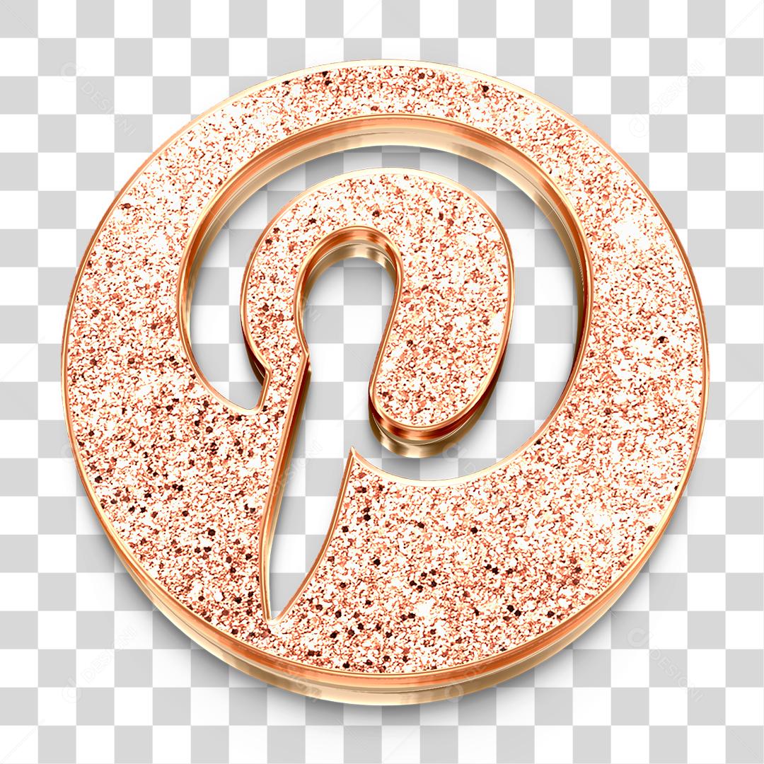 Ícone 3D de Pinterest Dourado PNG Transparente Logo