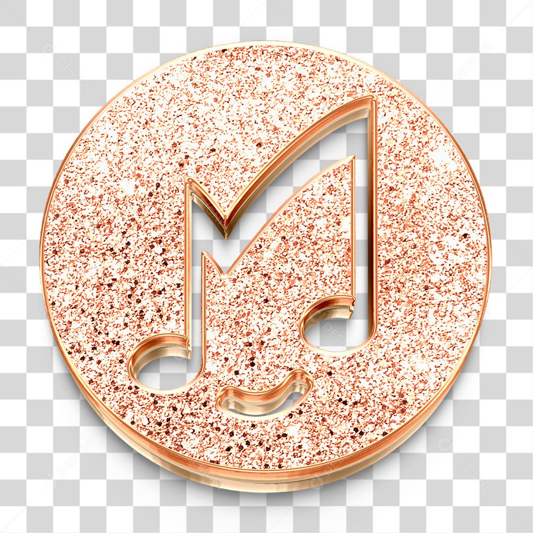 Ícone 3D de Música Dourado PNG Transparente Logo