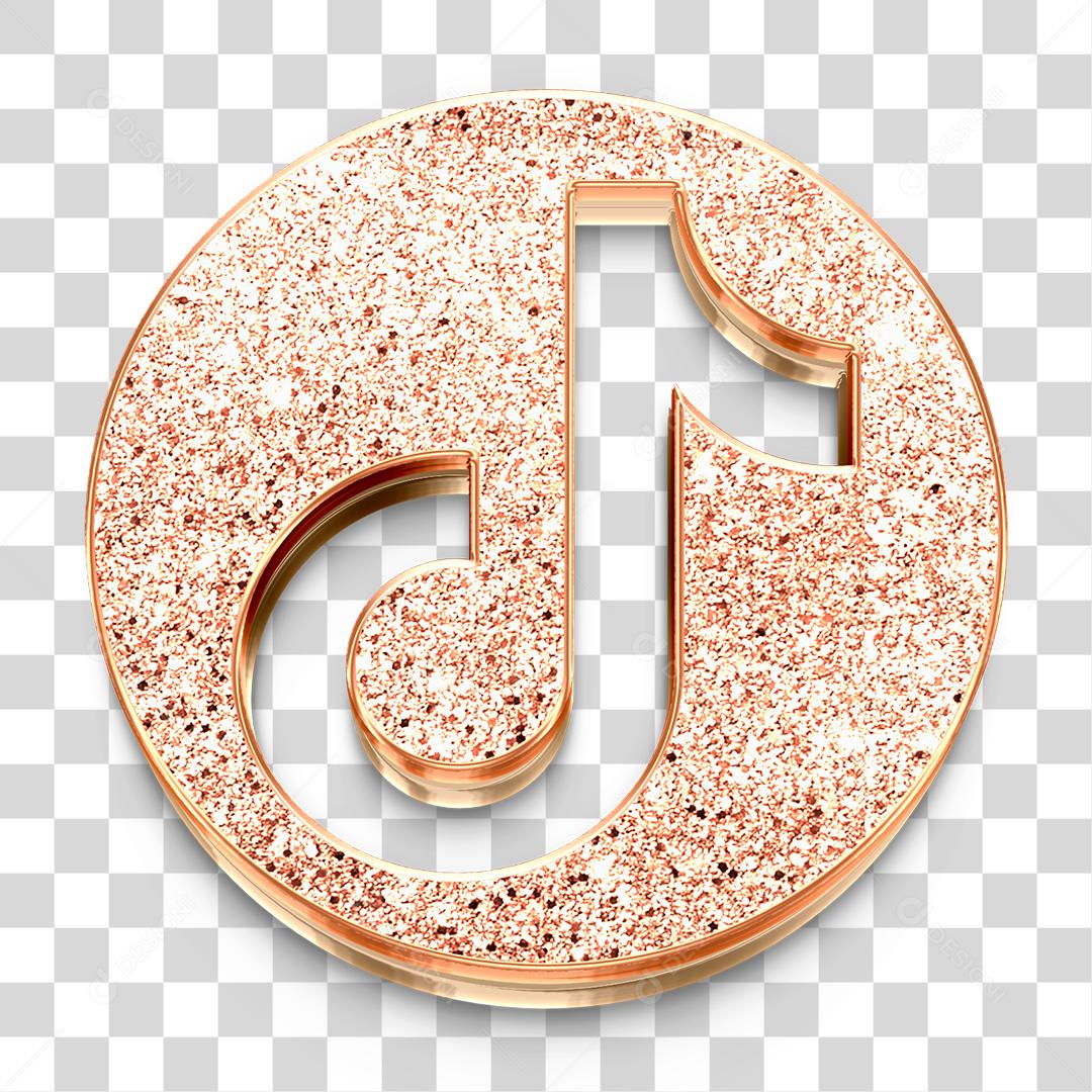 Ícone 3D de TikTok Dourado PNG Transparente Logo