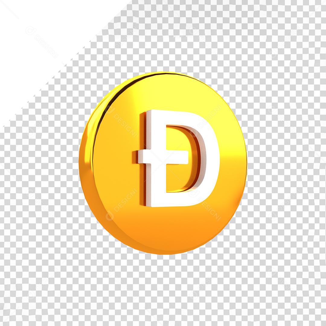 Dogecoin 3D Elemento para Composição PSD