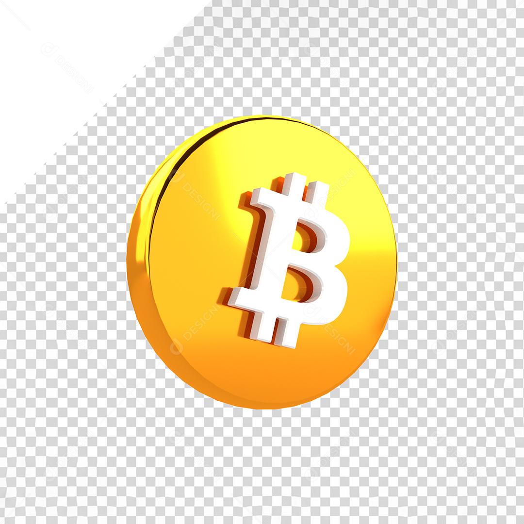 Bitcoin 3D Elemento para Composição PSD