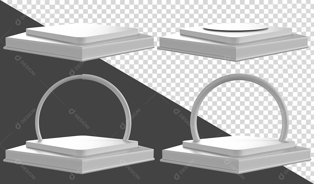 Podium Prata Elemento 3D Para Composição PSD