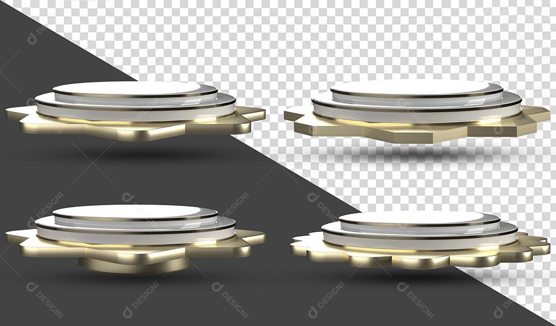 Podium Prata Elemento 3D Para Composição PSD
