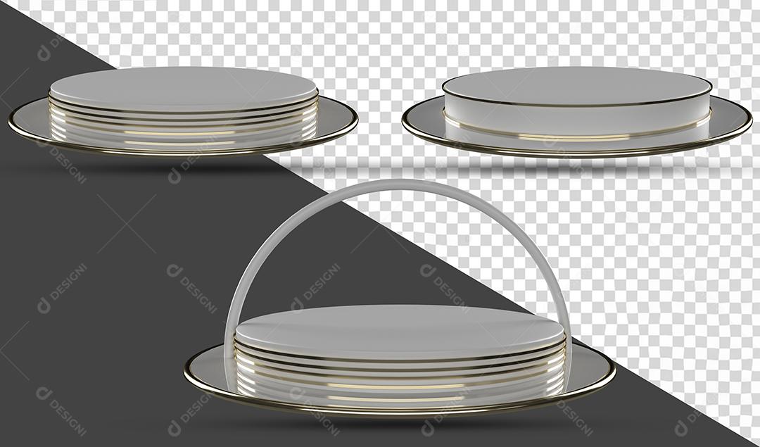 Podium 3D Prata Elemento Para Composição PSD