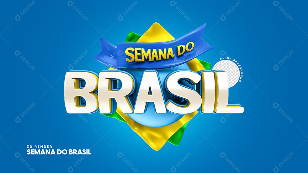 Selo 3D Semana do Brasil para Composição PSD
