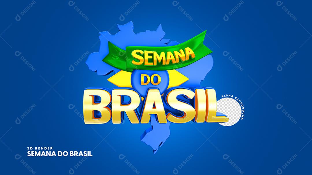 Semana do Brasil Selo 3D para Composição PSD