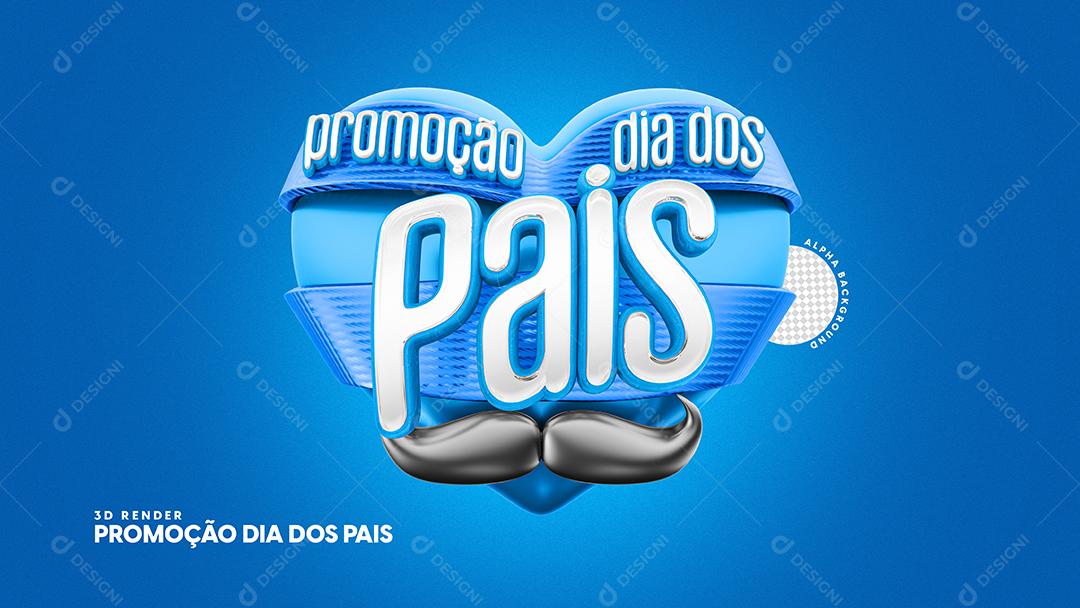 Promoção Dia dos Pais Selo 3D Azul para Composição PSD