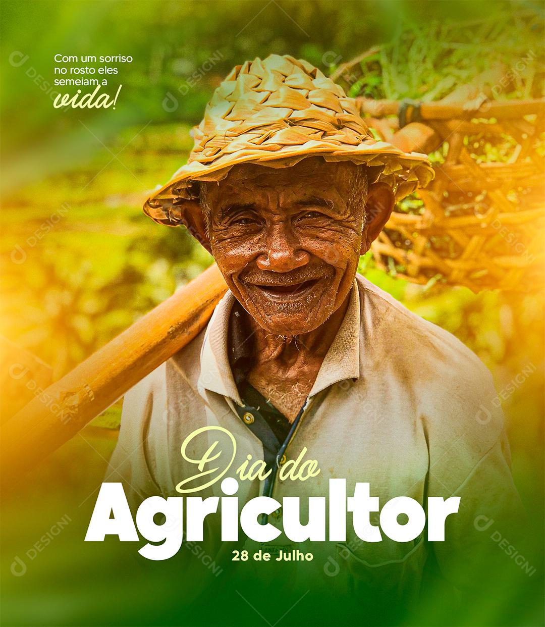 Social Media Com um Sorriso no rosto eles Semeiam a Vida Dia do Agricultor PSD Editável