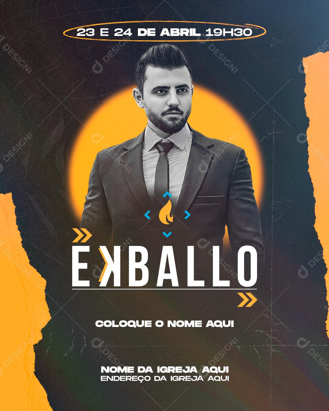 Social Media Flyer Igrejas Ekballo Culto Pastores PSD Editável